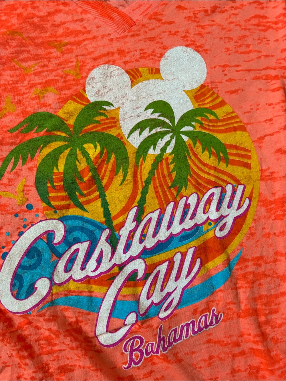 Disney Castaway Cay Orange Tie-Dye Tee - Picture 3 of 4